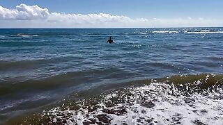 On The Public Beach, My Hubby Has To Keep The Sexual Denial Box